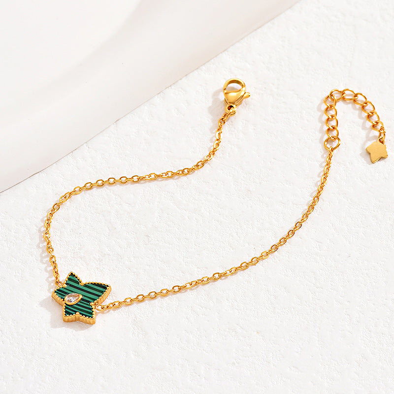 Veyra Armband Malachit – 18K Gold Edelstahl