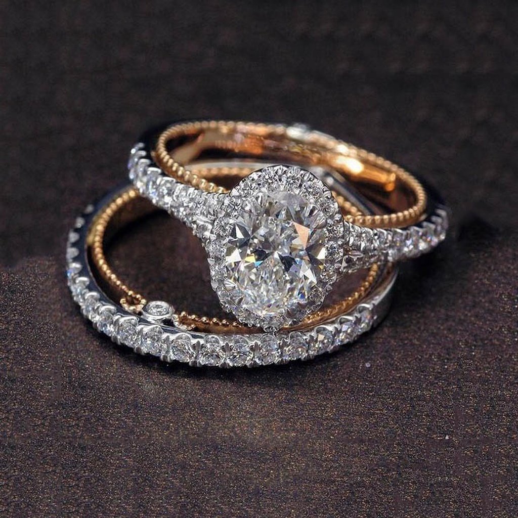 Veyra Ring Set Saphir – 925 Silber & Rosegold