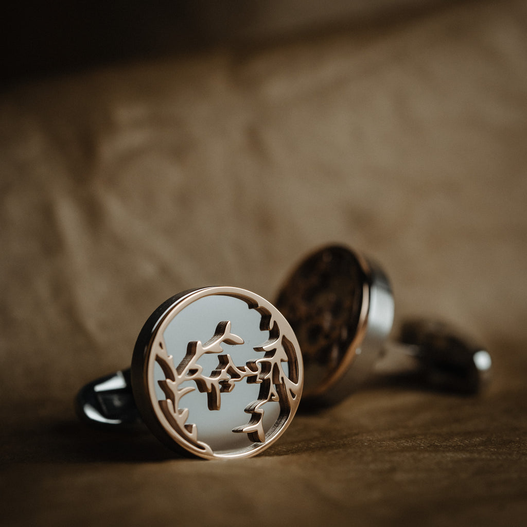 Veyra Manschettenknöpfe Silber & Braun – Eleganz für den Herrn