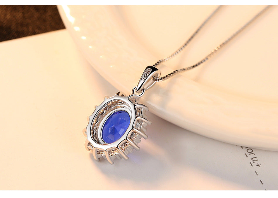 Veyra Kashmir Velvet Blue Anhänger Halskette – 925 Silber