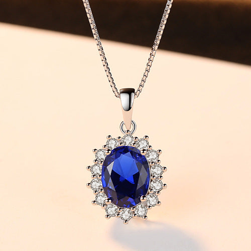 Veyra Kashmir Velvet Blue Anhänger Halskette – 925 Silber