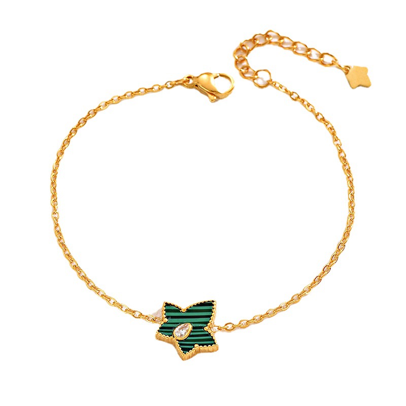 Veyra Armband Malachit – 18K Gold Edelstahl