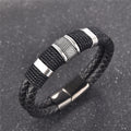 Veyra Herrenarmband Leder geflochten – Titanstahl Vintage