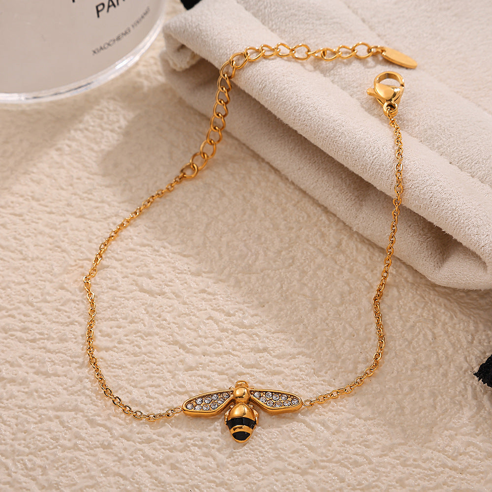Veyra Bienen-Armband – Weiße Zirkonia in Gold