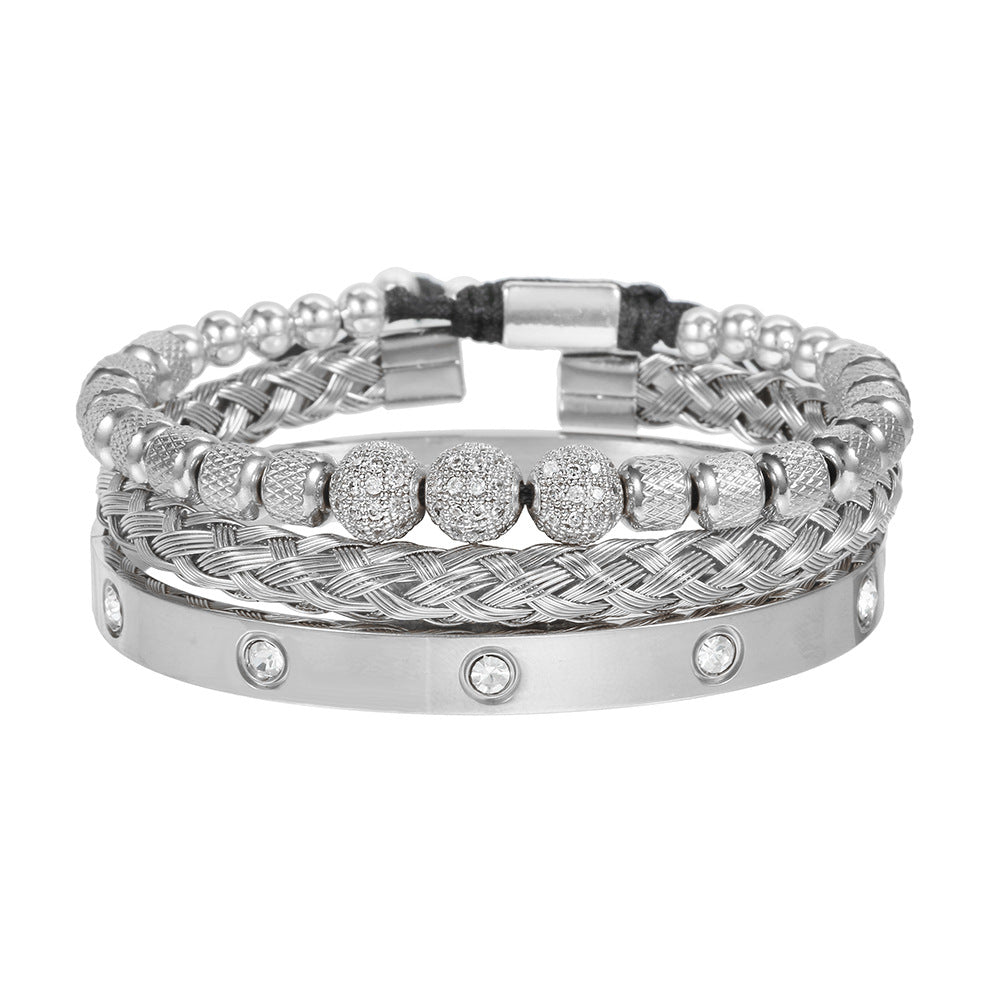 Veyra Gewebtes Edelstahl Armband Set – 3-teilig Herren