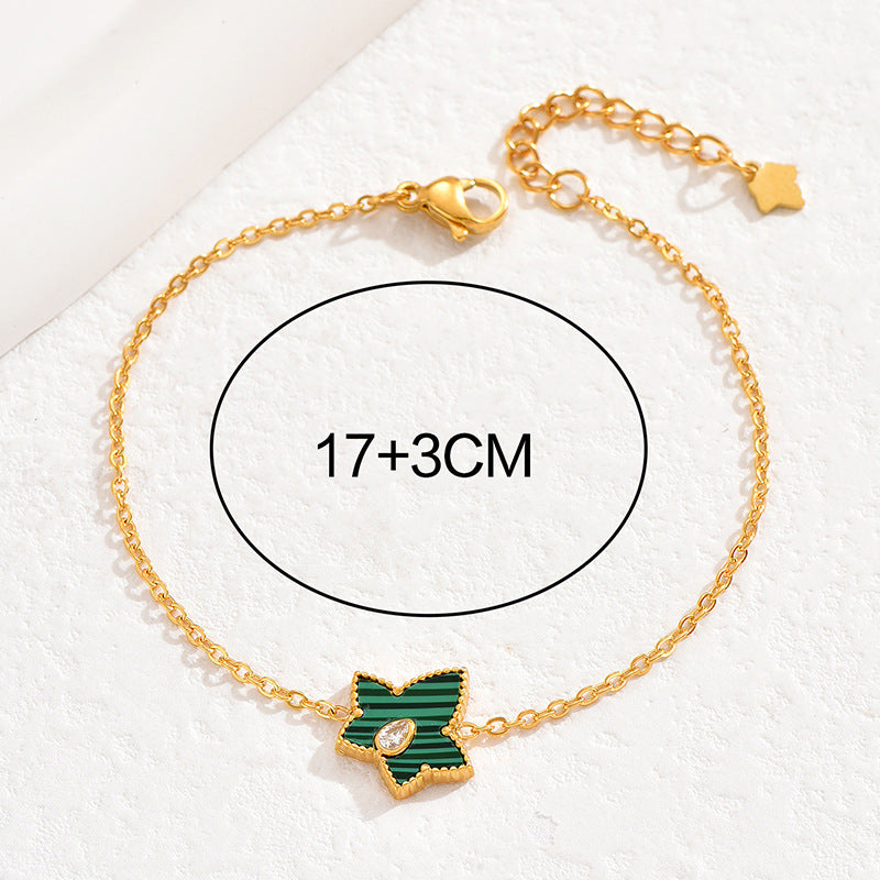 Veyra Armband Malachit – 18K Gold Edelstahl