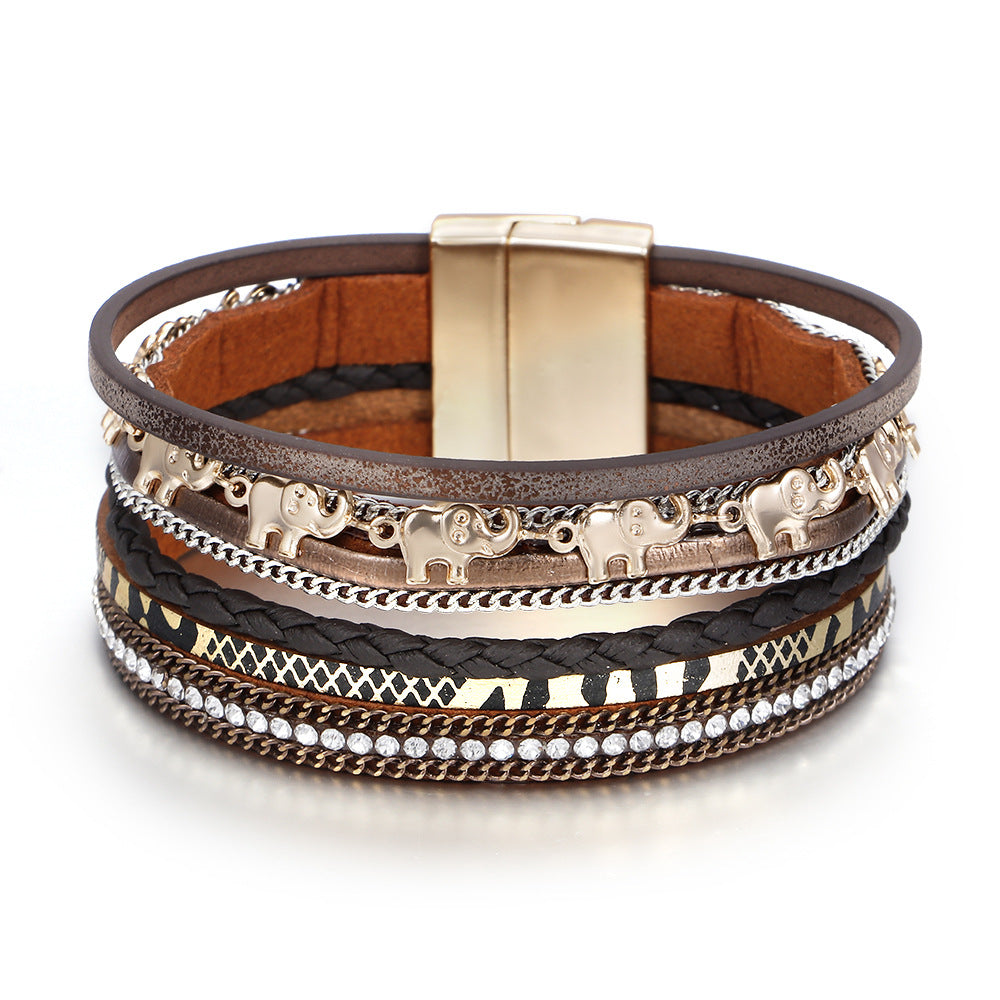Veyra Armband Tiermuster – Leder & Metall