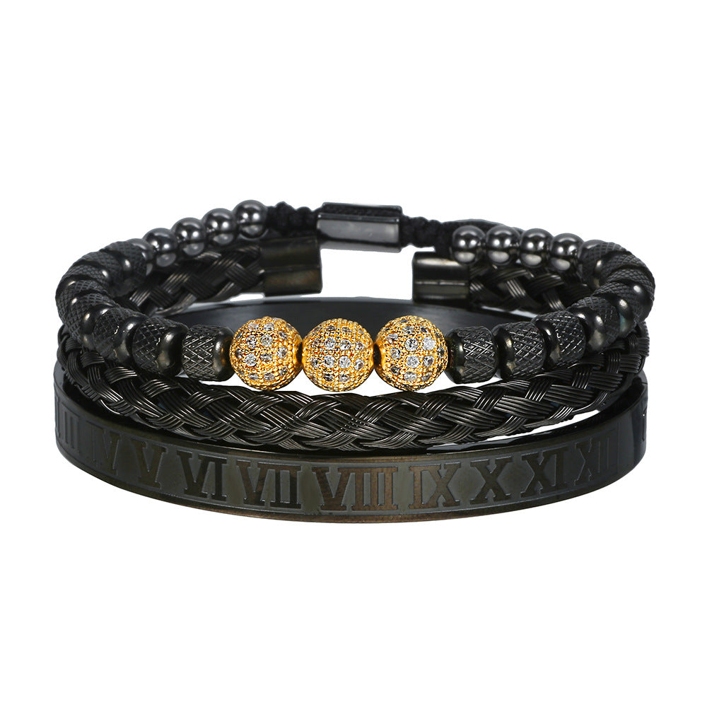 Veyra Gewebtes Edelstahl Armband Set – 3-teilig Herren