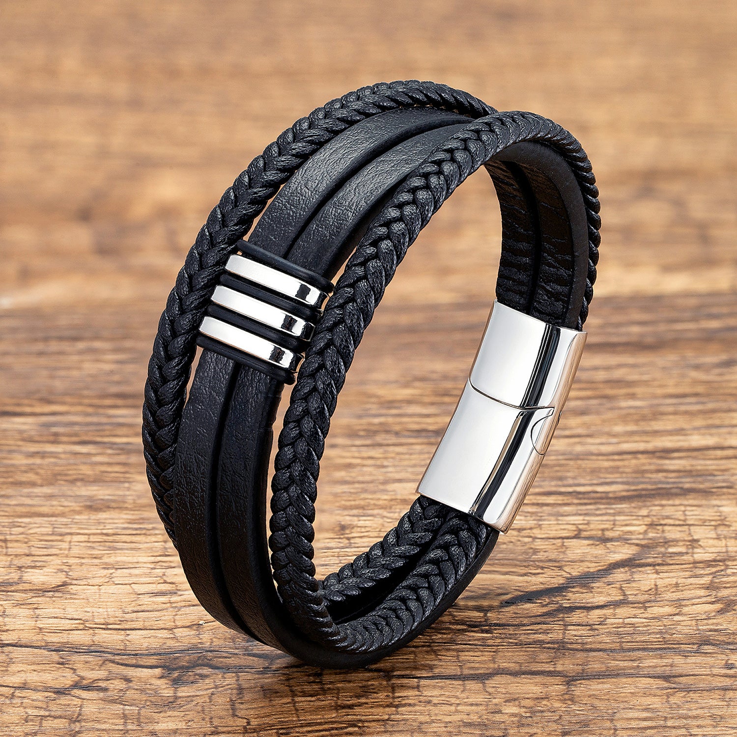 Veyra Armband Leder & Edelstahl – Magnetverschluss Unisex