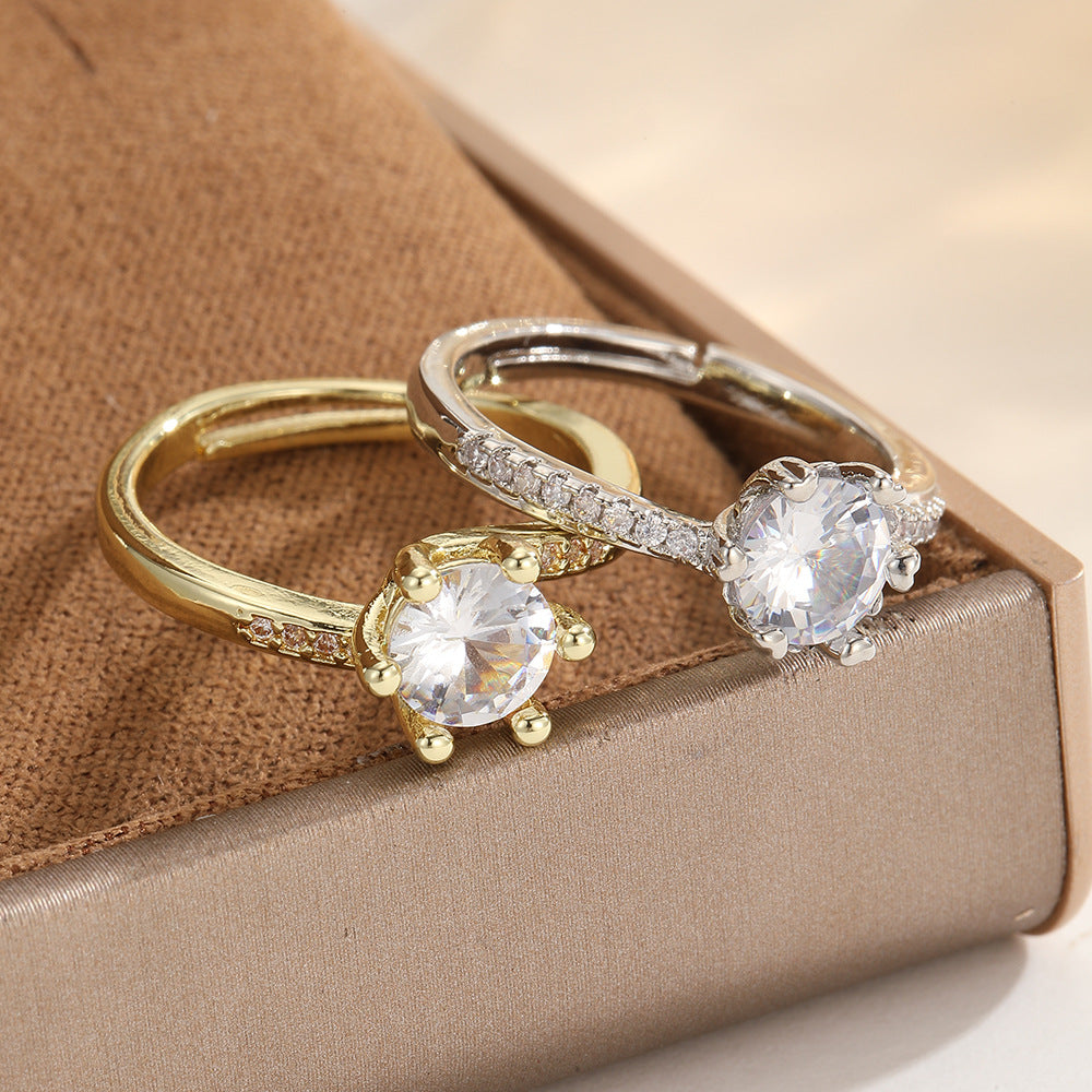 Veyra Ring with Zirconia – Adjustable in Gold & White Gold