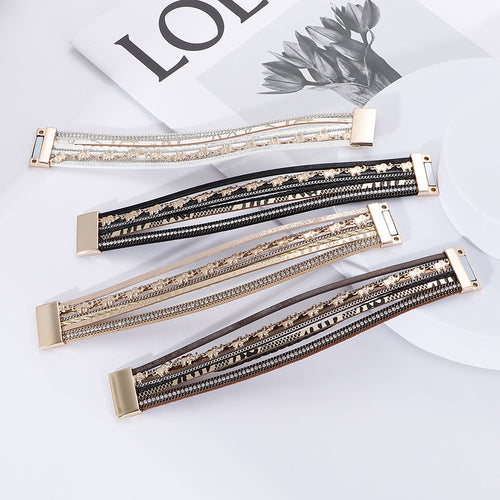 Veyra Animal Print Bracelet - Leather & Metal