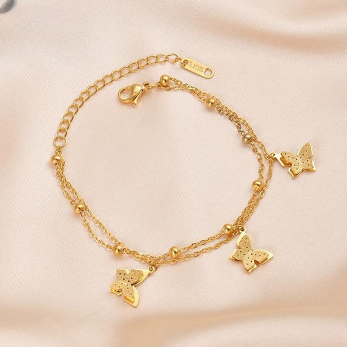 Veyra Butterfly Bracelet – 14K Gold Titanium Steel Double Layer