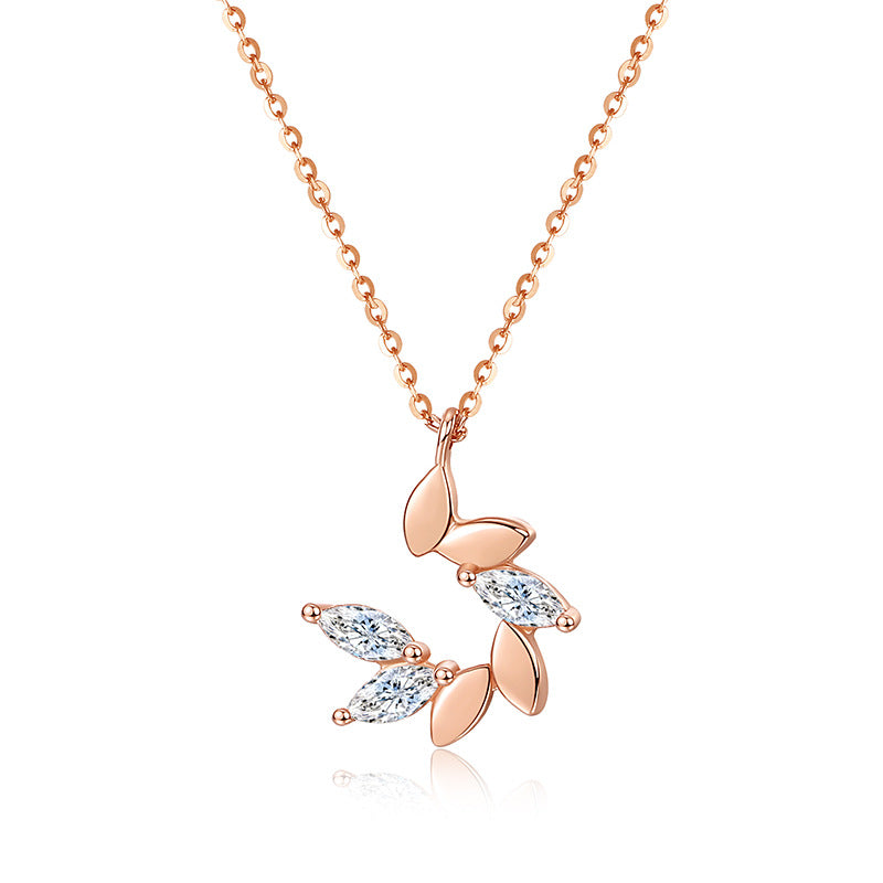 Veyra Halskette Blatt – Silber & Roségold mit Zirkonia