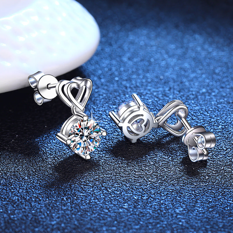 Veyra Herz-Ohrstecker Moissanit – 925 Sterling Silber