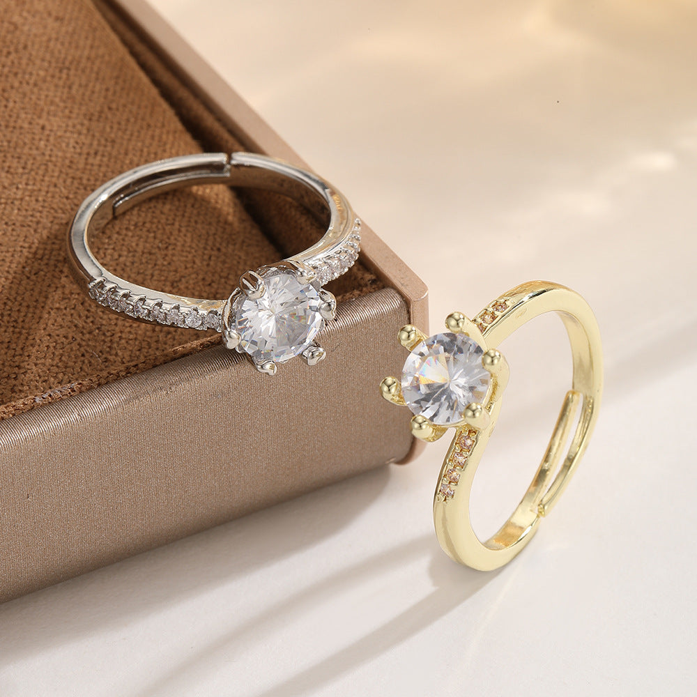 Veyra Ring with Zirconia – Adjustable in Gold & White Gold