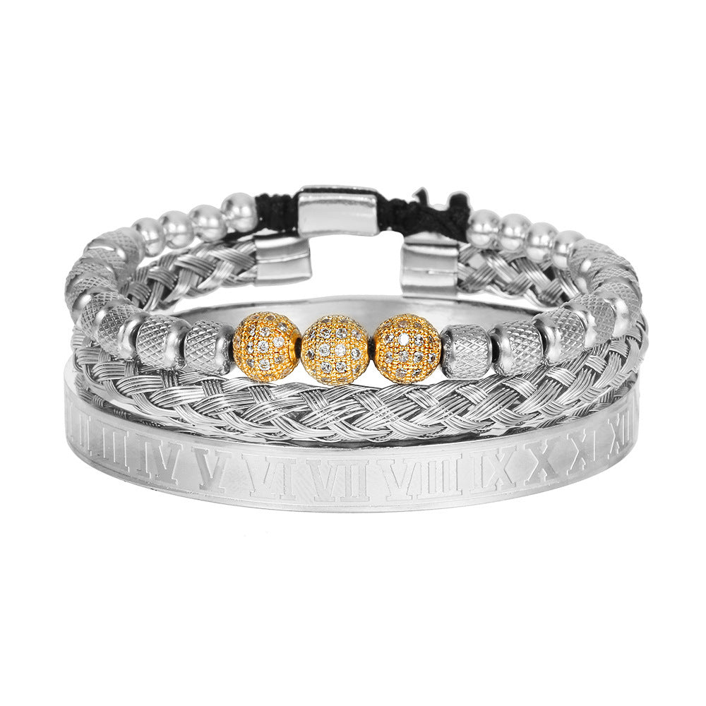 Veyra Gewebtes Edelstahl Armband Set – 3-teilig Herren