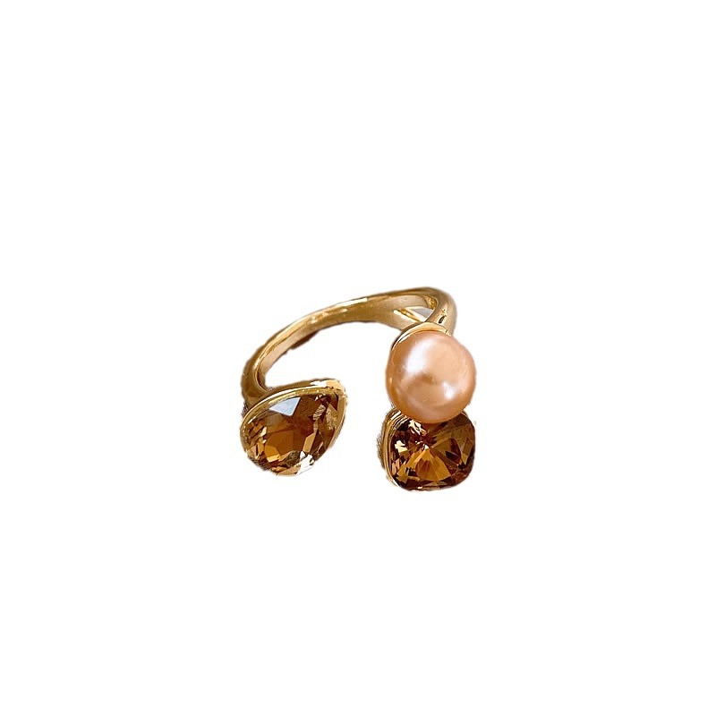 Veyra Ring Perle – Offener Zeigefingerring Vergoldet