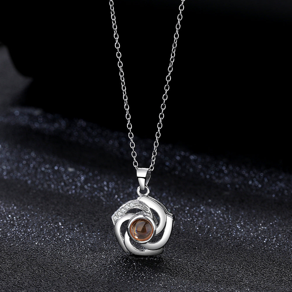 Veyra Spiralblumen Halskette – Silber & Roségold Damen