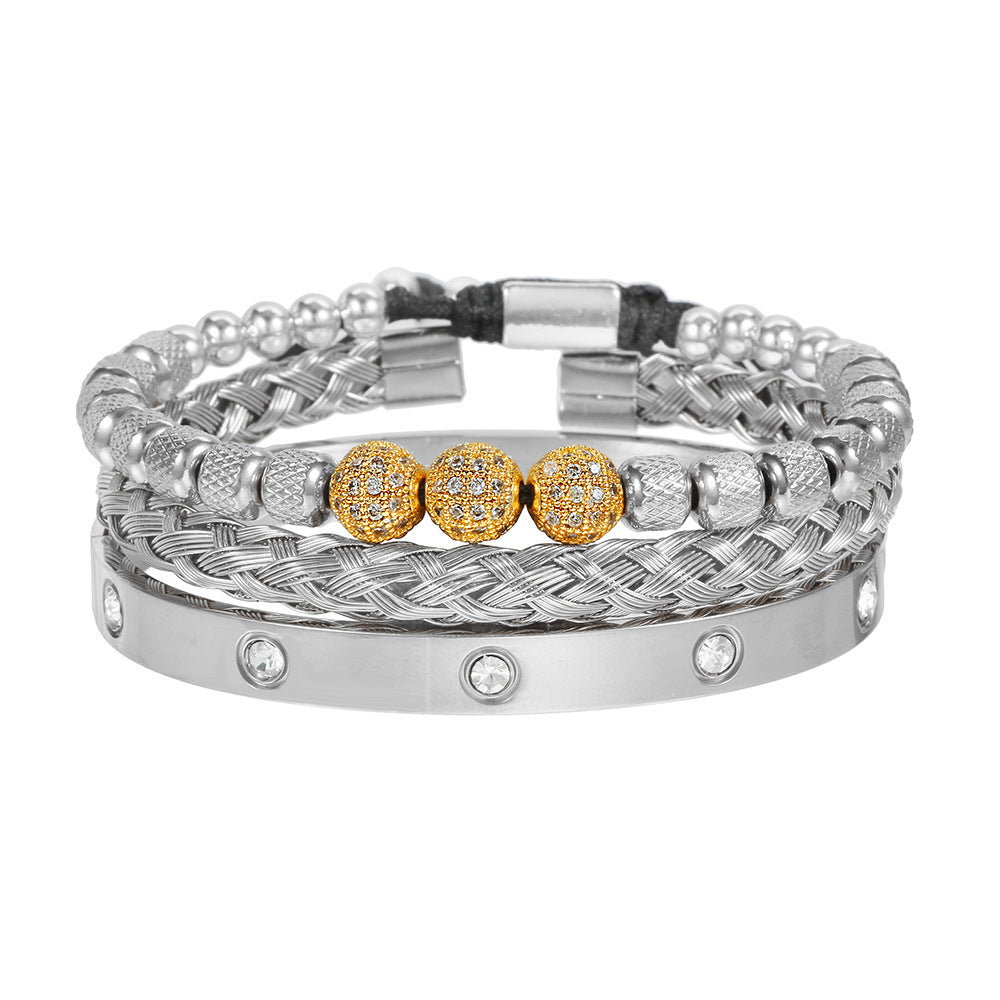 Veyra Gewebtes Edelstahl Armband Set – 3-teilig Herren