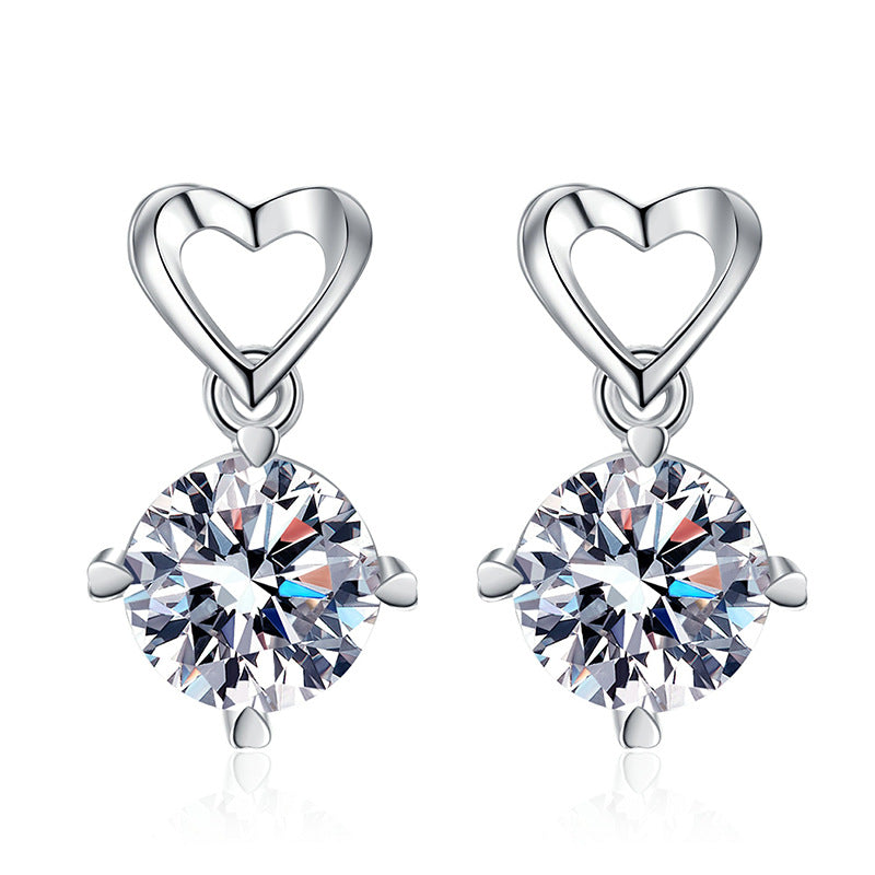 Veyra Herz-Ohrstecker Moissanit – 925 Sterling Silber
